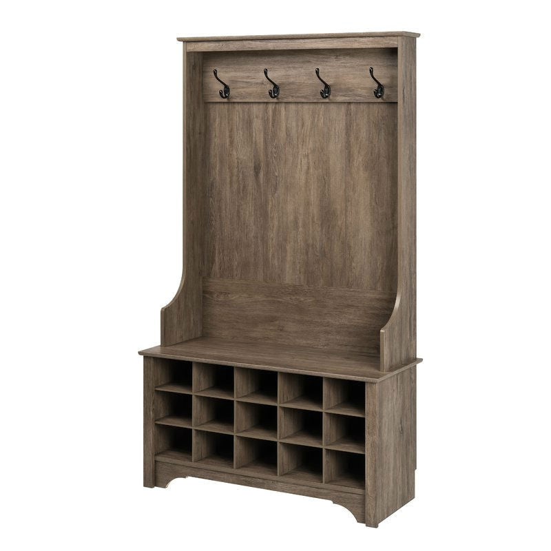 Grey Entryway Hall Tree Shoe Cubbie Coat Rack, photo 3 of 4