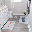 US States Chicago Design 3 Piece Bathroom Rugs Set |Ivory