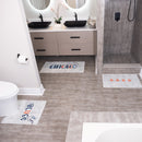 US States Chicago Design 3 Piece Bathroom Rugs Set |Ivory