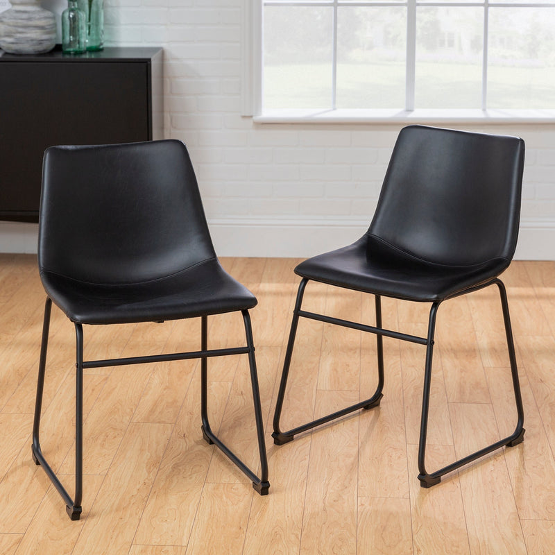 Faux 2-Piece Leather Dining Chairs