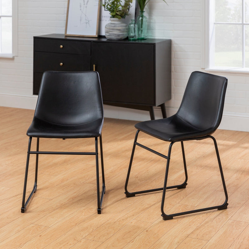 Faux 2-Piece Leather Dining Chairs