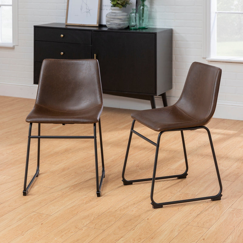 Faux 2-Piece Leather Dining Chairs