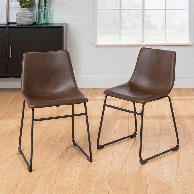 Faux 2-Piece Leather Dining Chairs