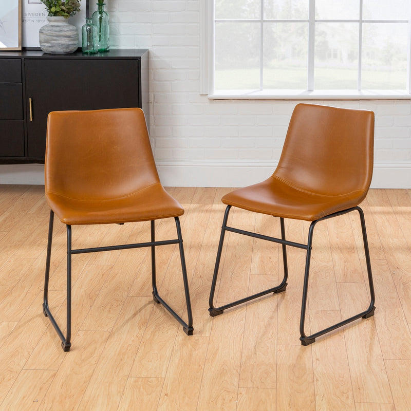 Faux 2-Piece Leather Dining Chairs