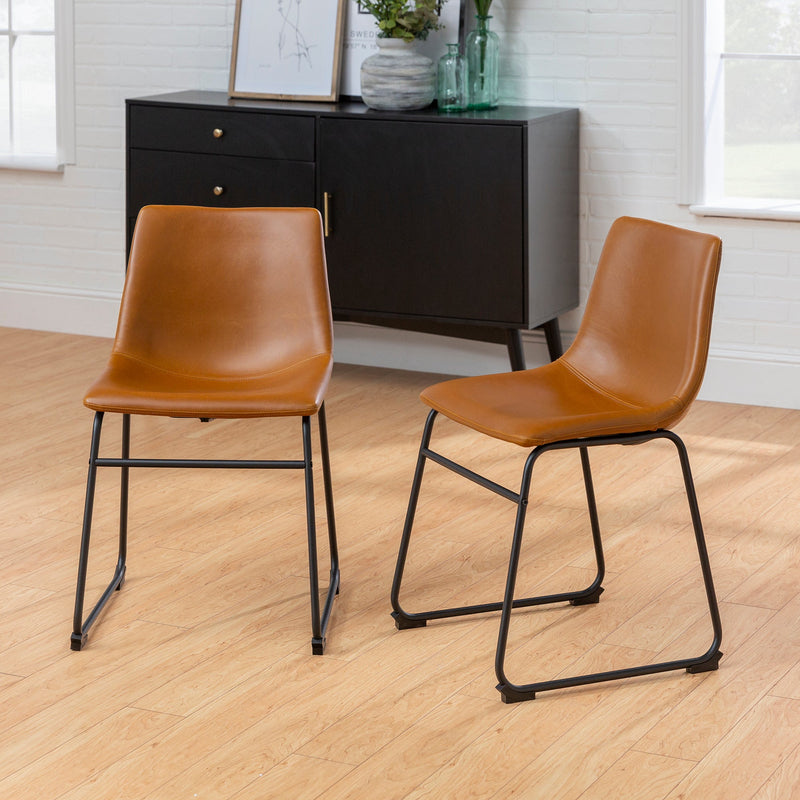 Faux 2-Piece Leather Dining Chairs