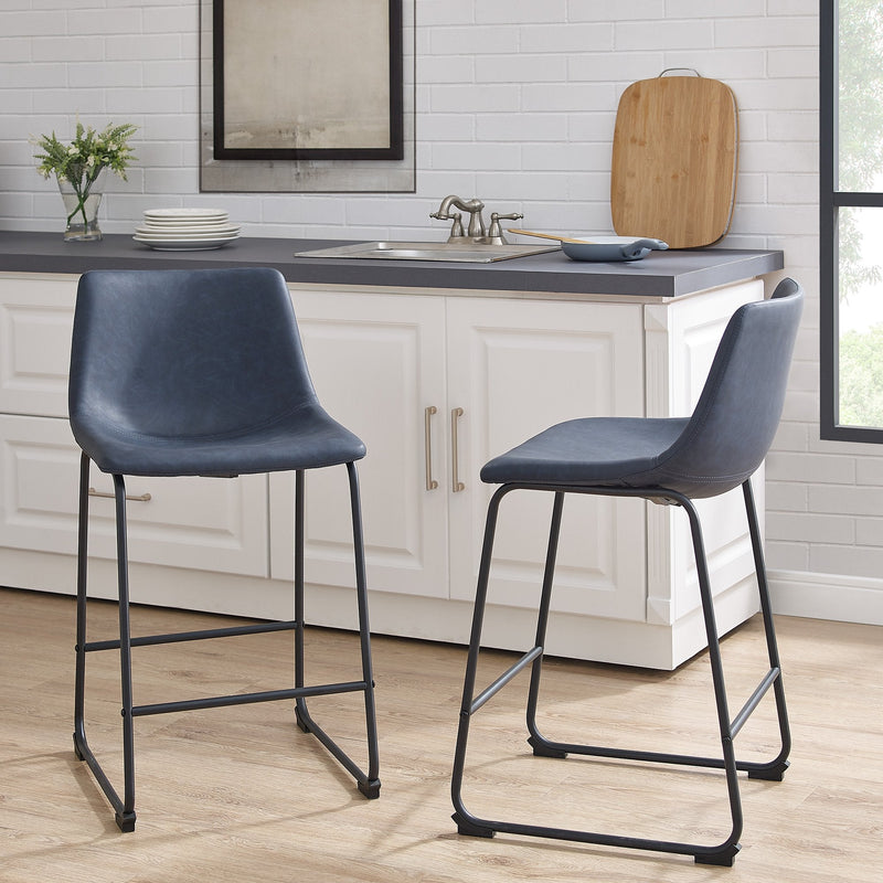 Faux Leather Counter Stools Set of 2