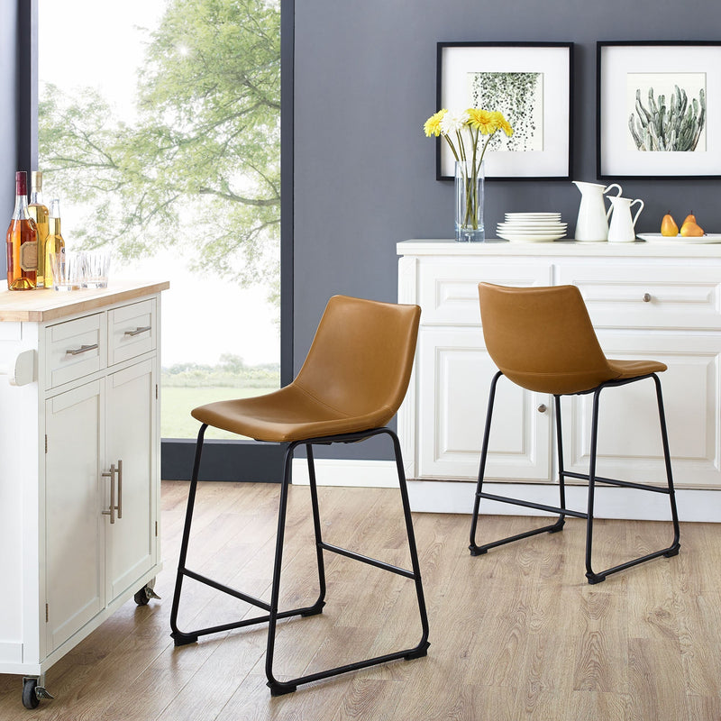 Faux Leather Counter Stools Set of 2