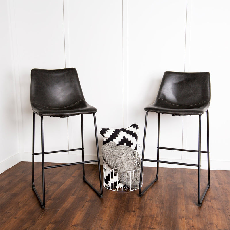 Faux Leather 2-Piece Bar Stools