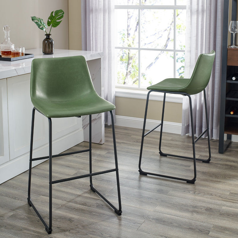 Faux Leather 2-Piece Bar Stools