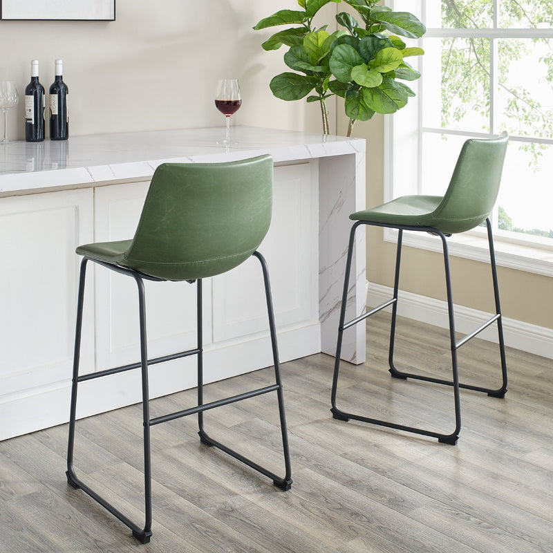 Faux Leather 2-Piece Bar Stools