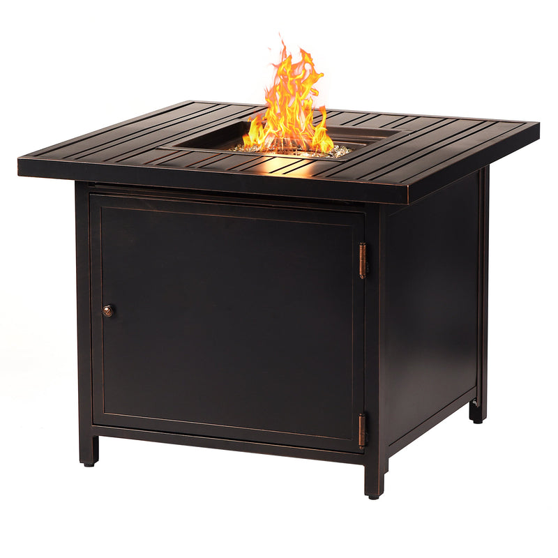 Aluminum 32-in Square Propane Fire Table with Beads, Covers and Lid