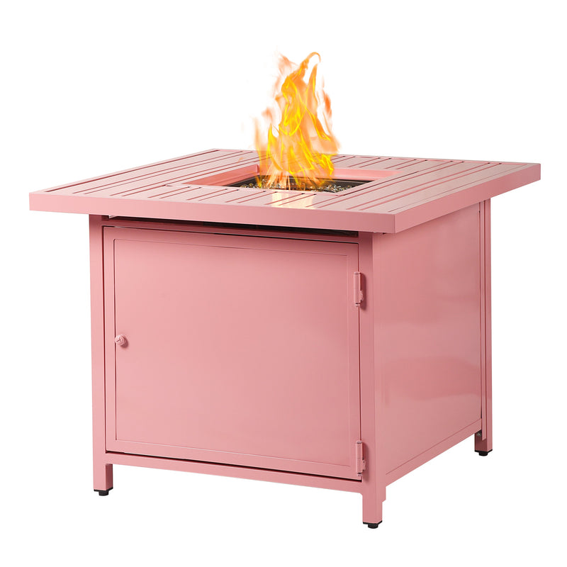 Aluminum 32-in Square Propane Fire Table with Beads, Covers and Lid