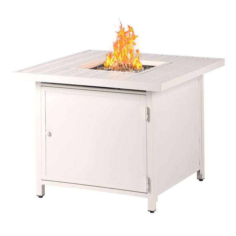 Aluminum 32-in Square Propane Fire Table with Beads, Covers and Lid