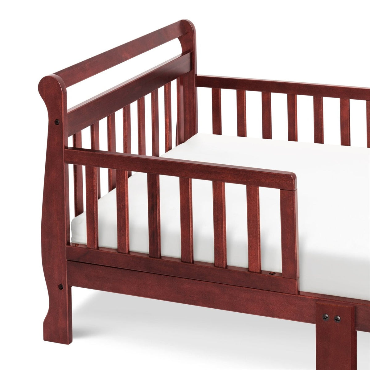 Cherry Modern Slatted Guard Rails Toddler Sleigh Bed, photo 3 of 5