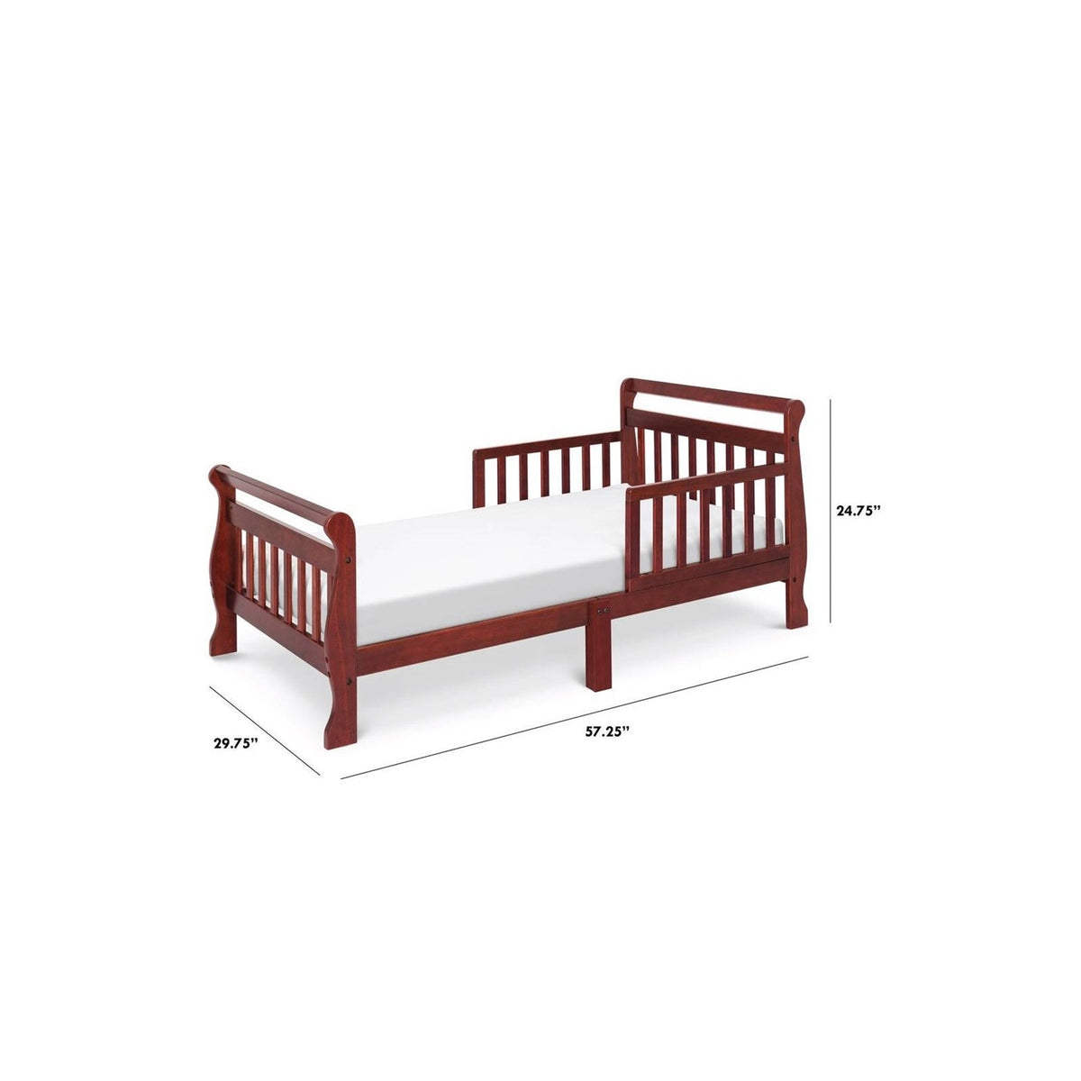 Cherry Modern Slatted Guard Rails Toddler Sleigh Bed, photo 5 of 5