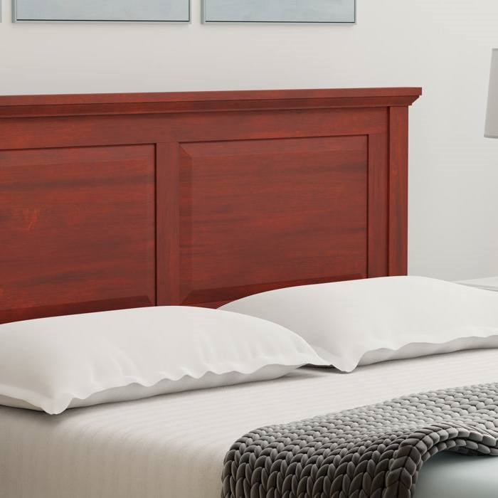 Queen Traditional Solid Oak Wooden Platform Bed Frame with Headboard in Cherry, photo 3 of 5