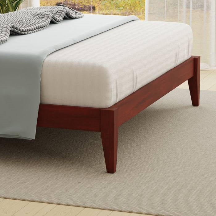 Twin Traditional Solid Oak Wooden Platform Bed Frame with Headboard in Cherry, photo 5 of 5