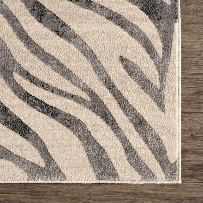 Gray Ecorse Zebra Print Area Rug