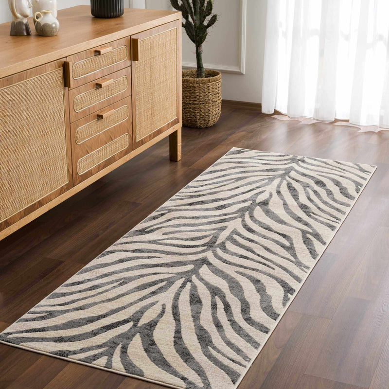 Gray Ecorse Zebra Print Area Rug