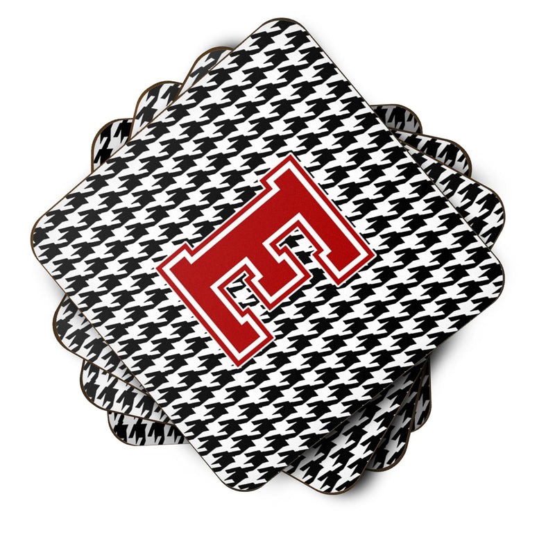 Set of 4 Monogram - Houndstooth Foam Coasters Initial E