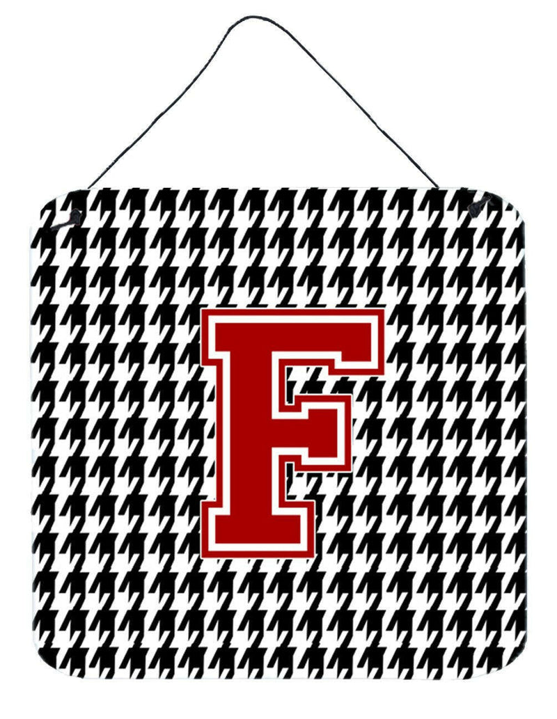 Monogram - Initial F Houndstooth Wall or Door Hanging Prints CJ1021