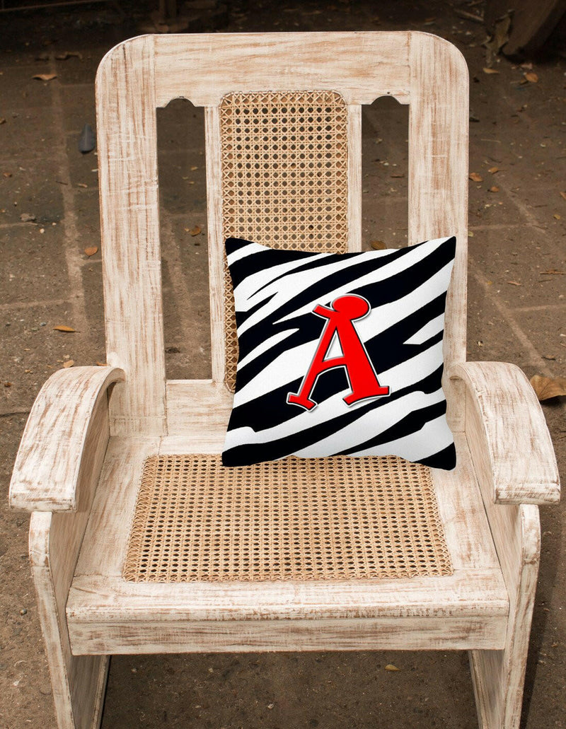 Letter A Monogram - Zebra Stripe and Red Fabric Decorative Pillow CJ1024-APW1414