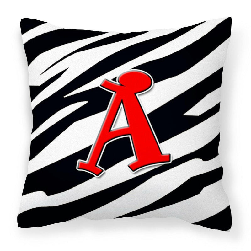 Letter A Monogram - Zebra Stripe and Red Fabric Decorative Pillow CJ1024-APW1414