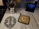 Letter C Initial Monogram - Giraffe Pot Holder Set of 2 Heat Resistant Quilted Hot Pads 7.5 x 7.5 Inch, Insulated Kitchen Trivets for Cooking & Baking