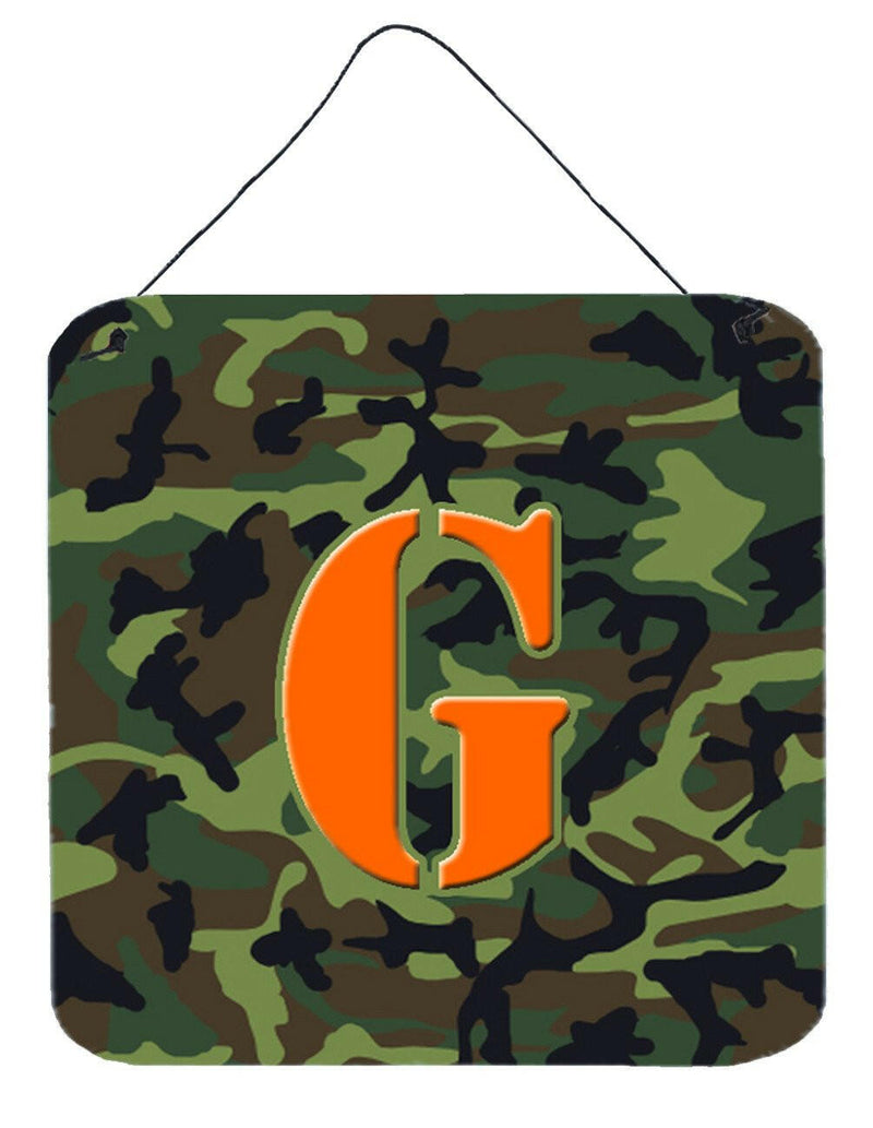 Letter G Initial Monogram - Camo Green Wall or Door Hanging Prints