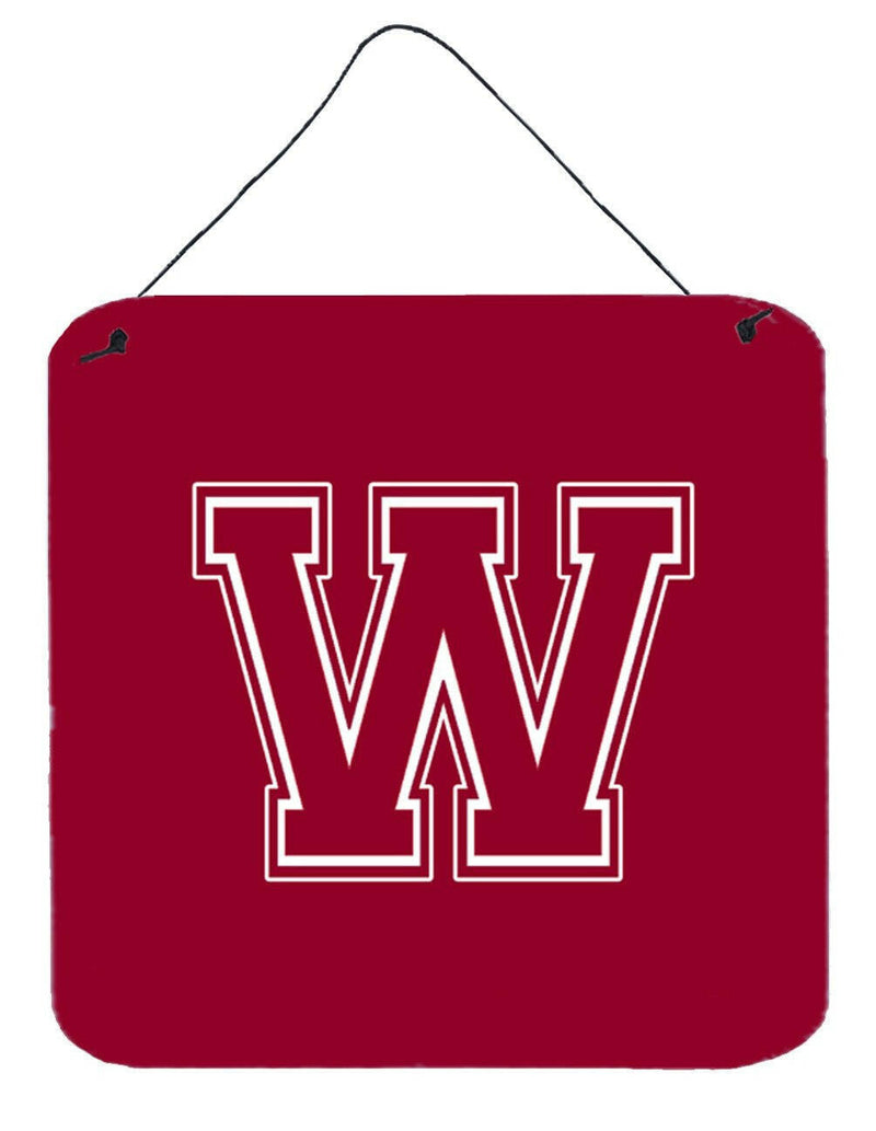 Letter W Initial Monogram - Maroon and White Wall or Door Hanging Prints