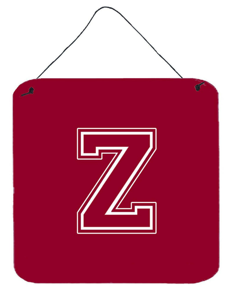 Letter Z Initial Monogram - Maroon and White Wall or Door Hanging Prints