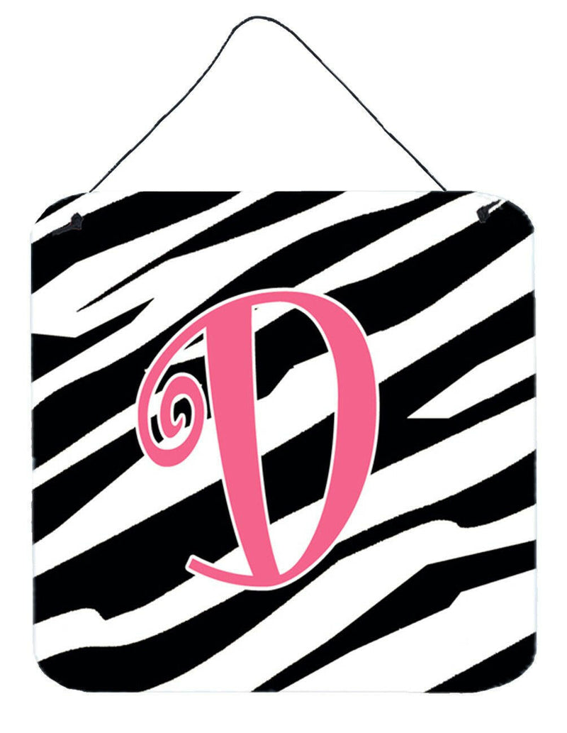 Letter D Initial Zebra Stripe and Pink Wall or Door Hanging Prints