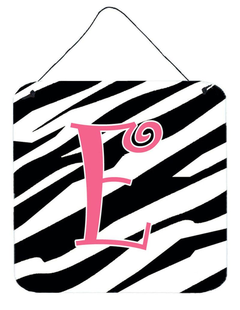 Letter E Initial  Zebra Stripe and Pink Wall or Door Hanging Prints