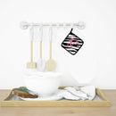 Letter N Initial Zebra Stripe and Pink Pot Holder Set of 2 Heat Resistant Quilted Hot Pads 7.5 x 7.5 Inch, Insulated Kitchen Trivets for Cooking & Baking