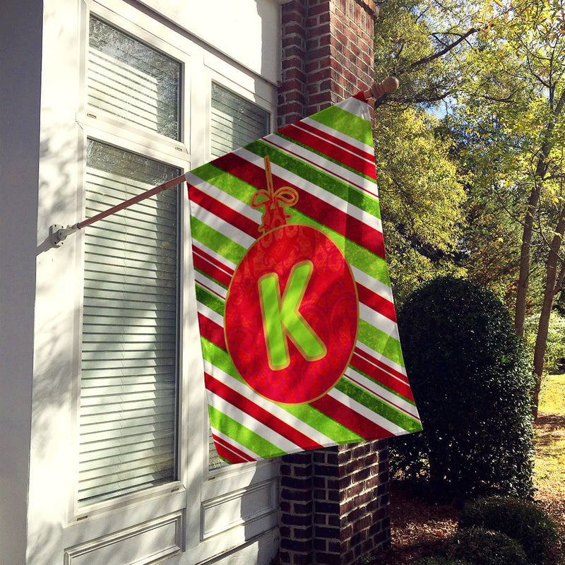 Christmas Oranment Holiday Letter K Monogram Initial Flag  House Size