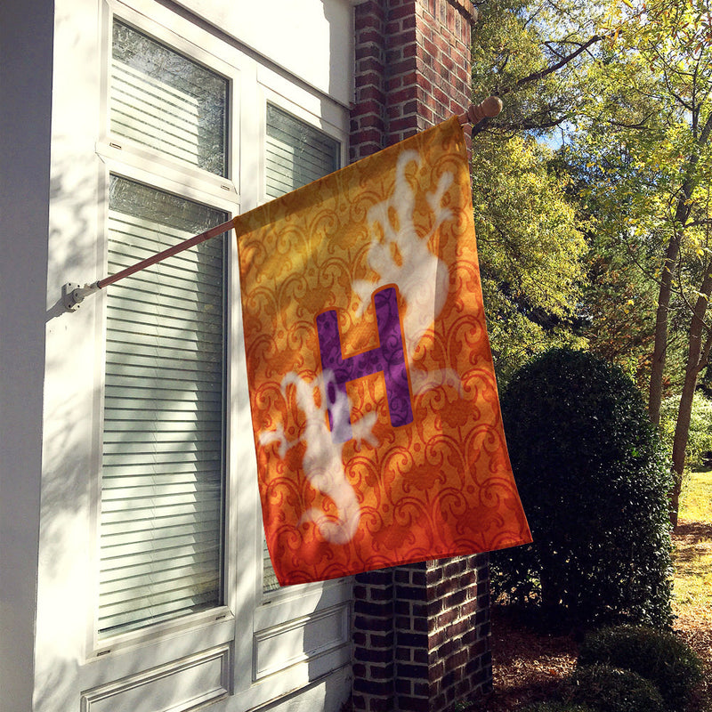 Halloween Ghost Letter H Monogram Initial Flag Canvas House Size