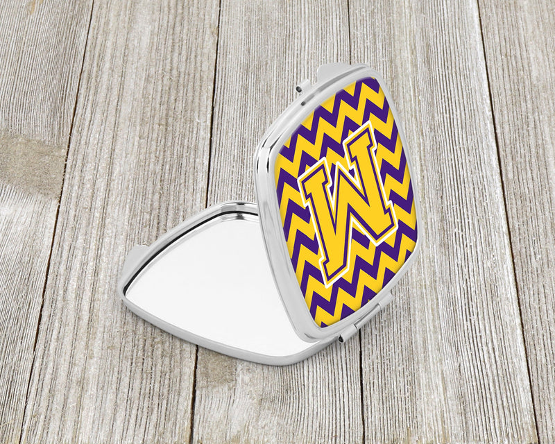 Letter M Chevron Purple and Gold Compact Mirror CJ1041-MSCM