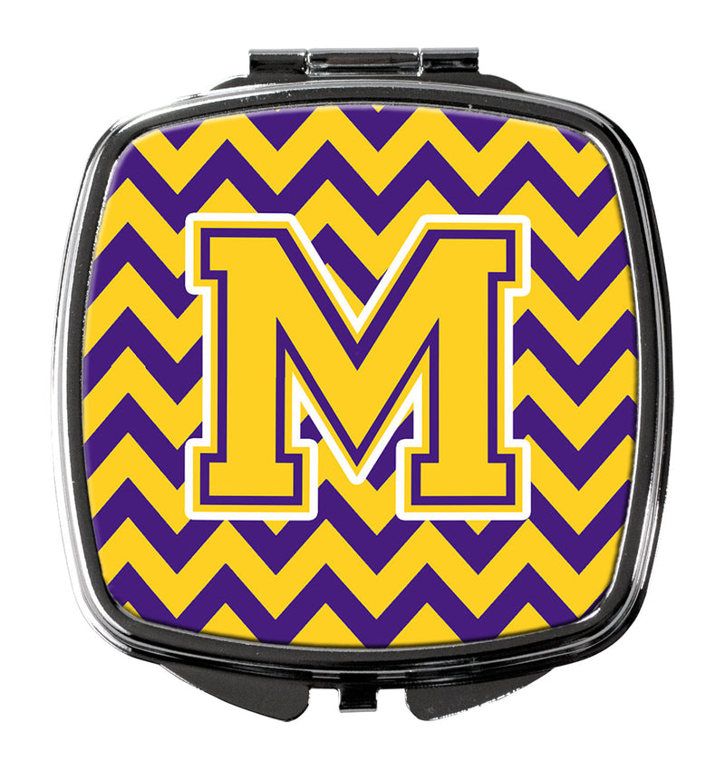 Letter M Chevron Purple and Gold Compact Mirror CJ1041-MSCM