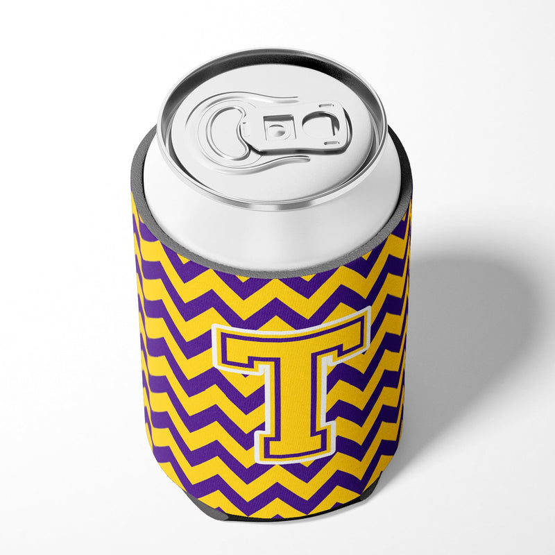 Letter T Chevron Purple and Gold Can or Bottle Hugger CJ1041-TCC