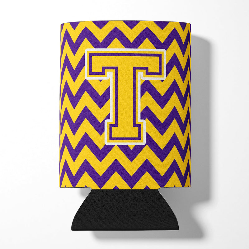 Letter T Chevron Purple and Gold Can or Bottle Hugger CJ1041-TCC