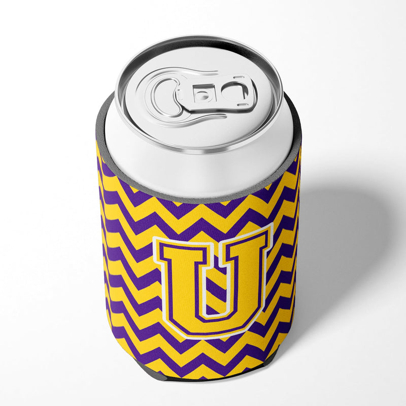 Letter U Chevron Purple and Gold Can or Bottle Hugger CJ1041-UCC