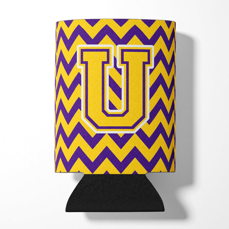 Letter U Chevron Purple and Gold Can or Bottle Hugger CJ1041-UCC