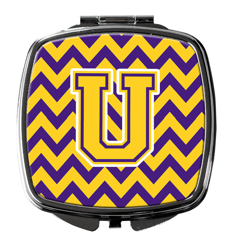 Letter U Chevron Purple and Gold Compact Mirror CJ1041-USCM