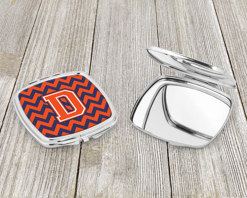 Letter D Chevron Orange and Blue Compact Mirror CJ1042-DSCM