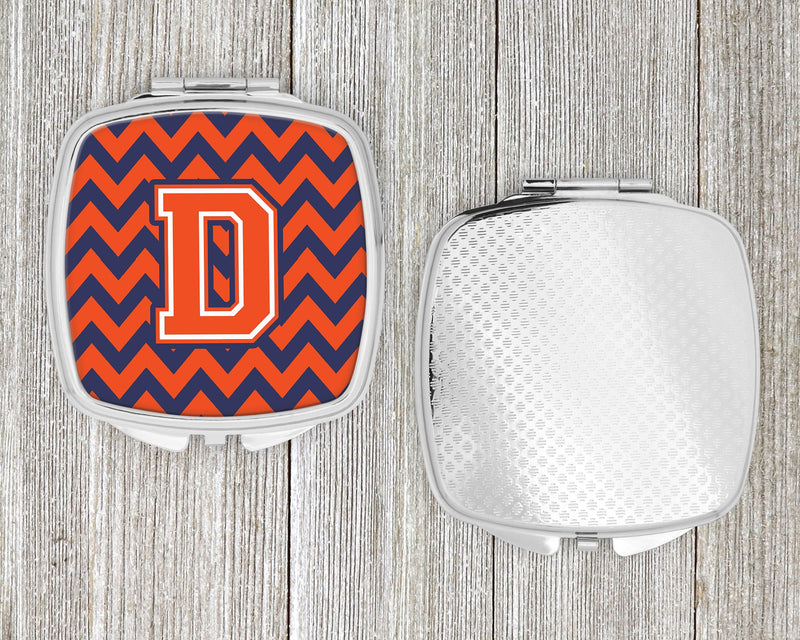 Letter D Chevron Orange and Blue Compact Mirror CJ1042-DSCM