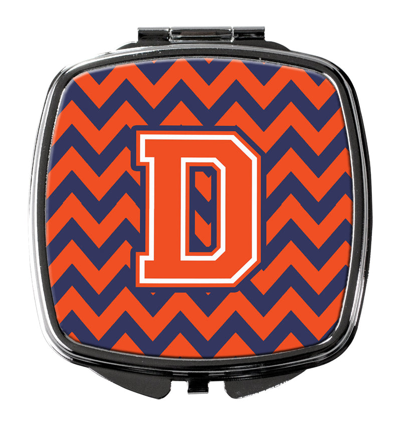 Letter D Chevron Orange and Blue Compact Mirror CJ1042-DSCM