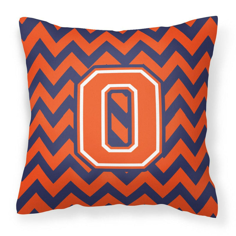 Letter O Chevron Orange and Blue Fabric Decorative Pillow CJ1042-OPW1414