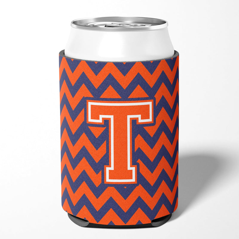 Letter T Chevron Orange and Blue Can or Bottle Hugger CJ1042-TCC