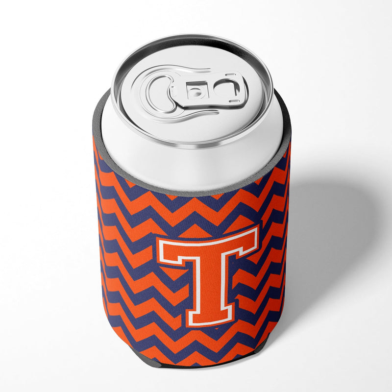 Letter T Chevron Orange and Blue Can or Bottle Hugger CJ1042-TCC