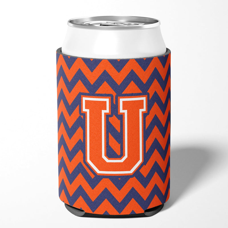 Letter U Chevron Orange and Blue Can or Bottle Hugger CJ1042-UCC